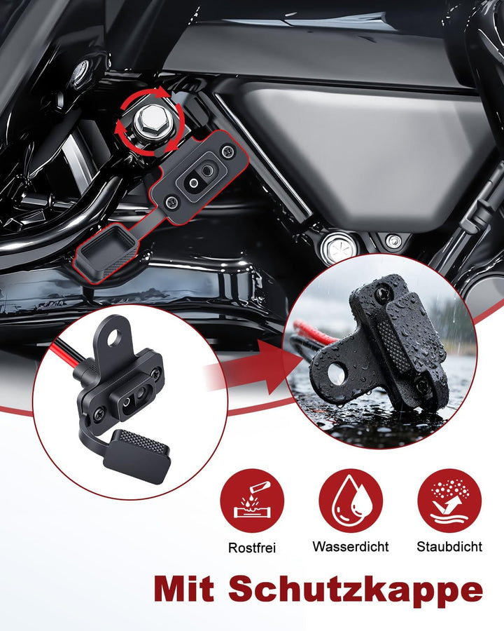 EXTRACTME-Halterung für Motorrad-Ladegeräte, inklusive 12-AWG-SAE-Kabel