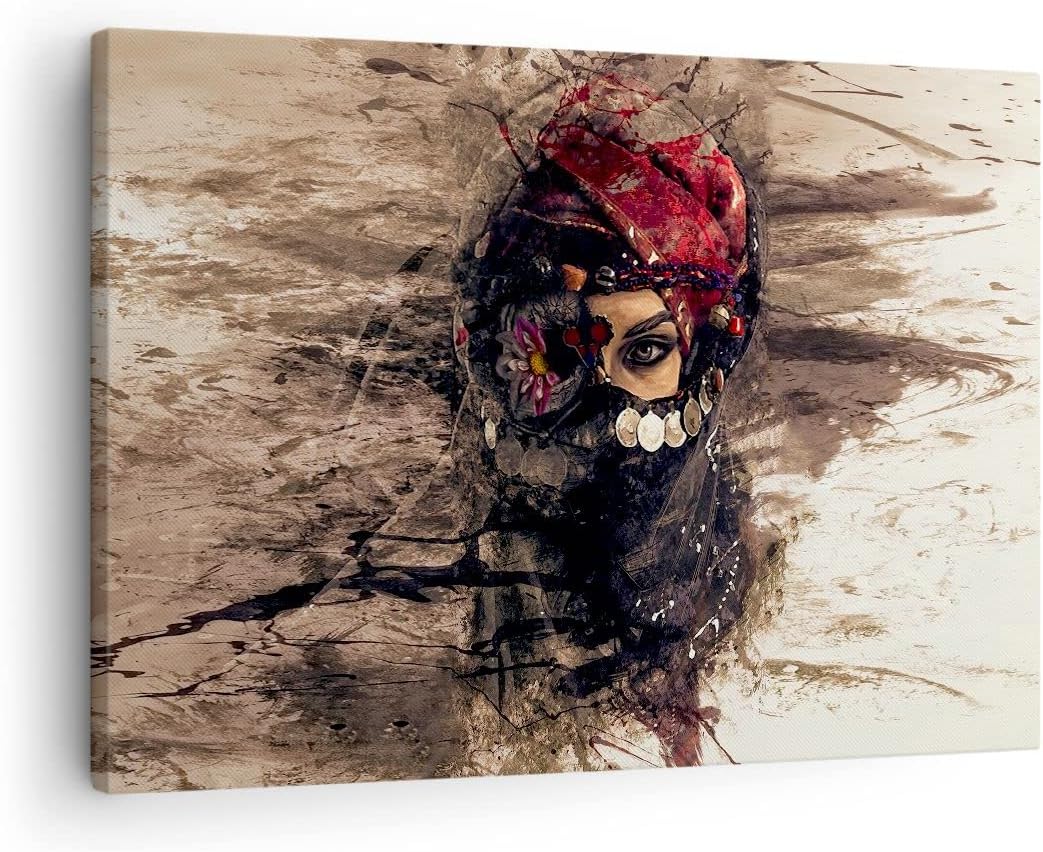 Bilder auf Leinwand Frau Folklore Leinwandbild mit Rahmen 70x50cm Wandbilder Dekoration Wohnzimmer S