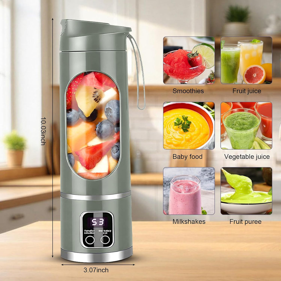 Tragbarer Mixer Smoothie Maker To Go, 450 ml Portable Blender, Mini-Standmixer mit 12 Klingen und LE