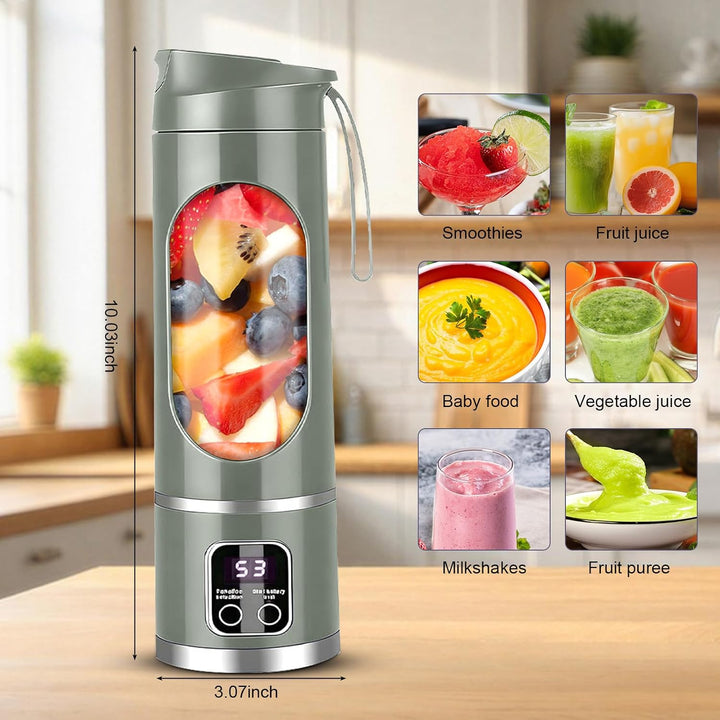 Tragbarer Mixer Smoothie Maker To Go, 450 ml Portable Blender, Mini-Standmixer mit 12 Klingen und LE