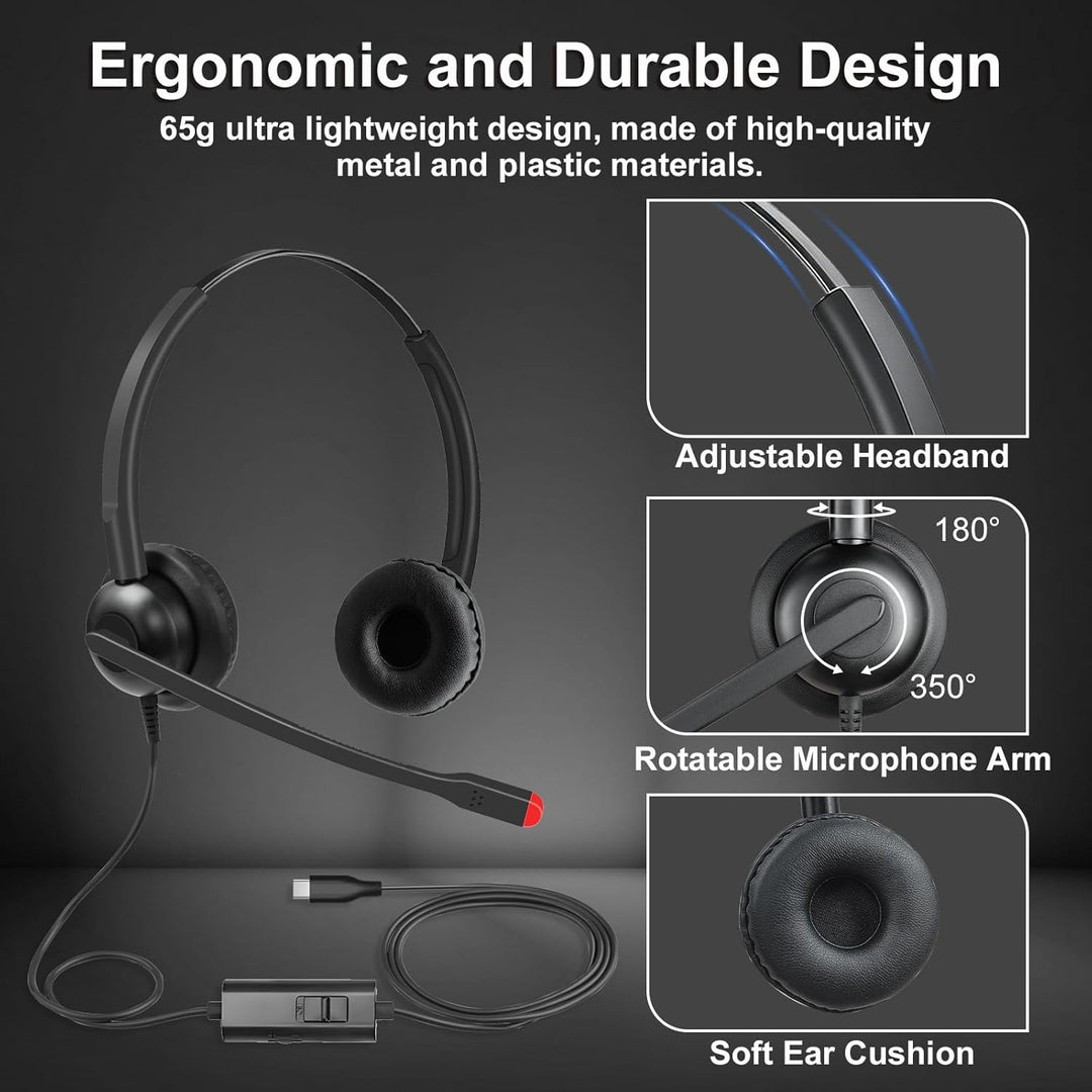 Callez USB-C Headset mit Mikrofon Noise Cancelling, Typ-C Headset für iPhone 17/16/15 Samsung Handy
