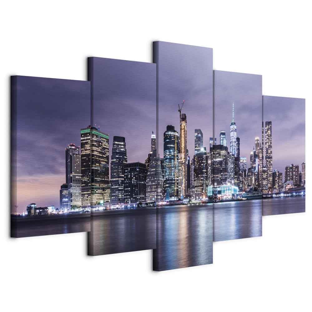 murando - Wandbilder XXL Stadt New York 100x50cm 5 tlg - Wand Deko Leinwand Bilder Gross Wanddeko Wo
