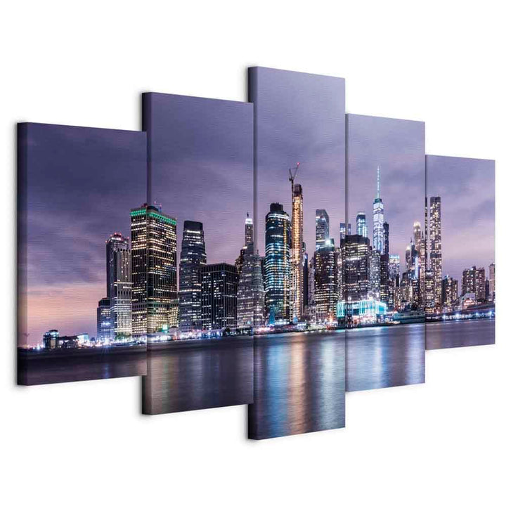 murando - Wandbilder XXL Stadt New York 150x75cm 5 tlg - Wand Deko Leinwand Bilder Gross Wanddeko Wo