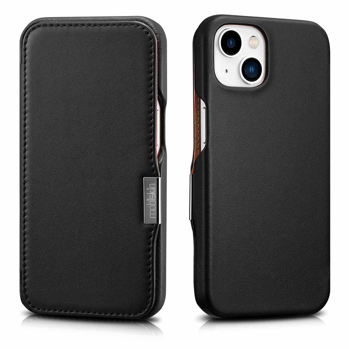 Mobiskin Hülle kompatibel mit Apple iPhone 13 (6,1 Zoll), Handyhülle mit echtem Leder, Case, Schutzh