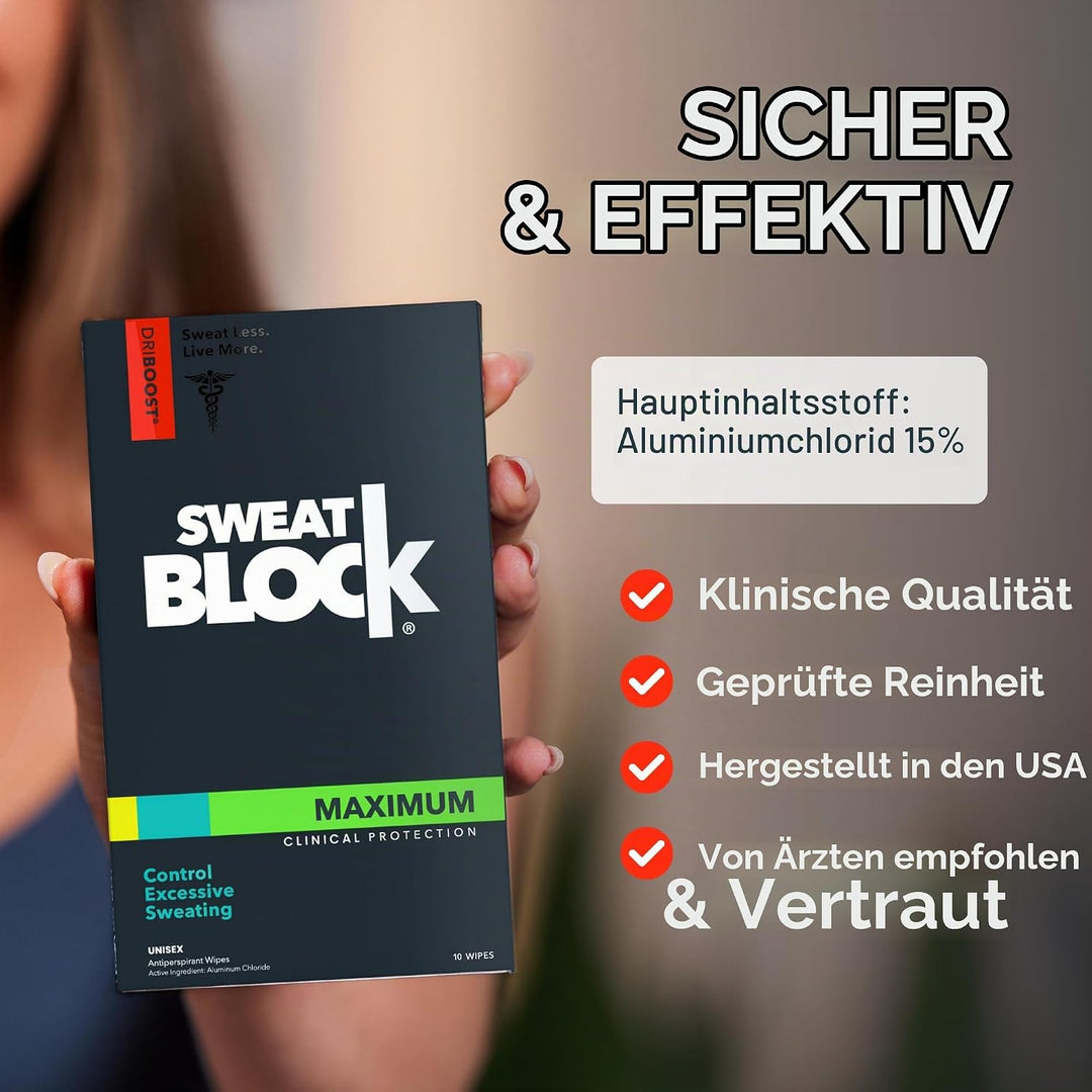 SWEATBLOCK Antiperspirant (2 Box) Ärtztliche Stärke Hypoerdose Antiperspirant - Empfohlen um übermäs