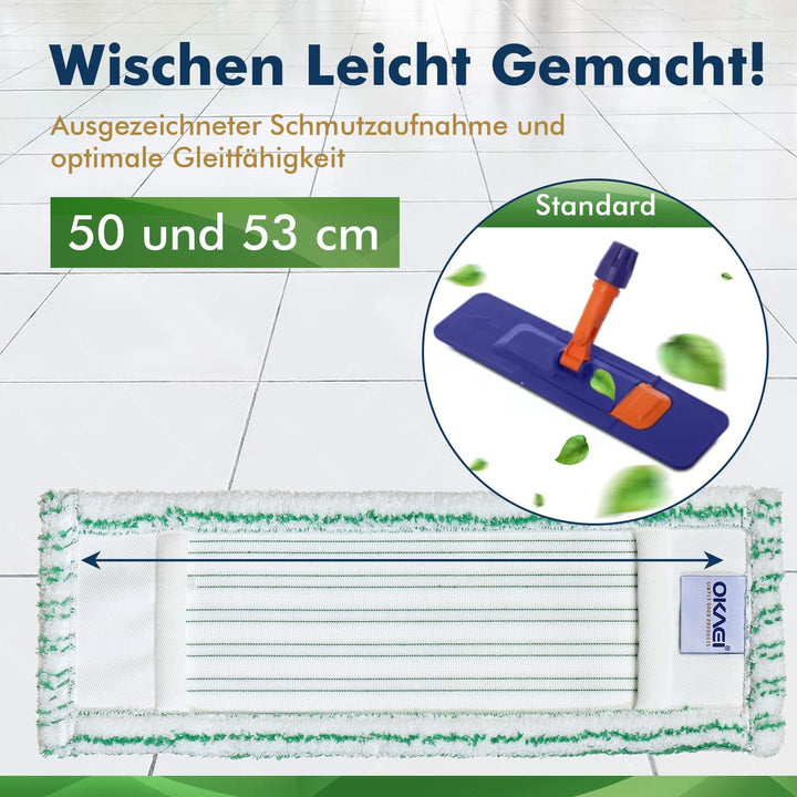 Okaei 10 Stück Wischmopp Bezug (50 cm) - Premium Bodenwischer-Wischbezug aus 100% Microfaser - Bezug
