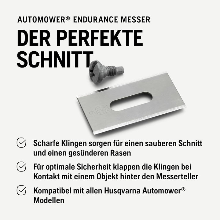 Husqvarna Automower Endurance Klingen | 6 Messer mit Schrauben | Langloch | Länger Haltbare Qualität