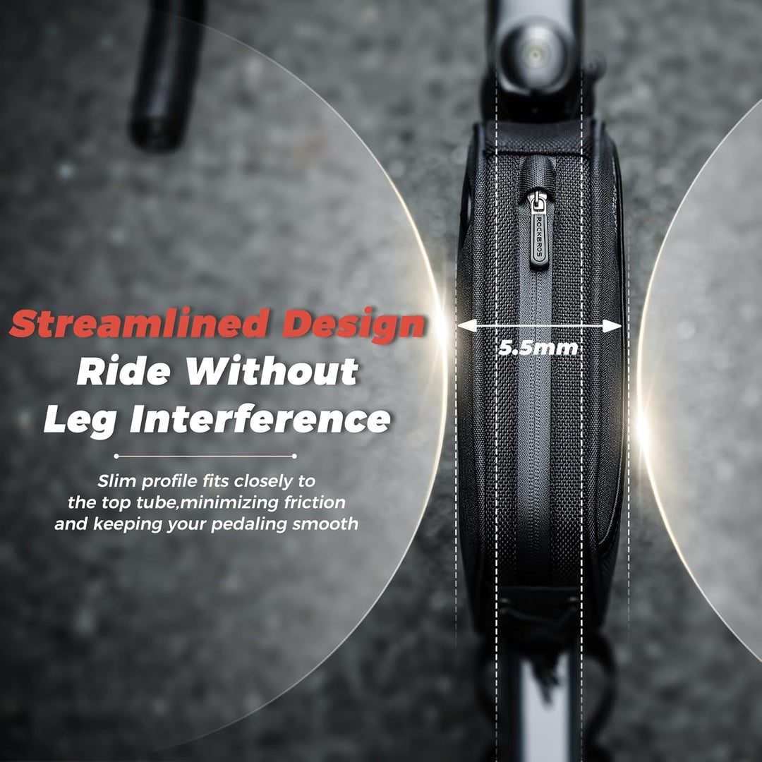 ROCKBROS Fahrrad Rahmentasche Oberrohrtasche mit Kabelöffnung, Schlankes Beinschonendes Design Top T