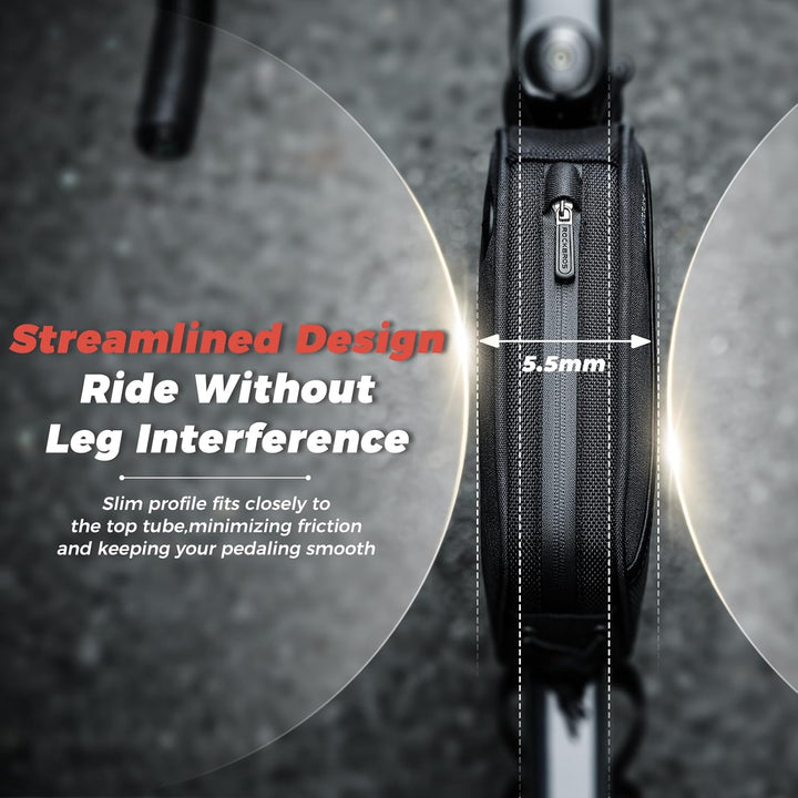 ROCKBROS Fahrrad Rahmentasche Oberrohrtasche mit Kabelöffnung, Schlankes Beinschonendes Design Top T