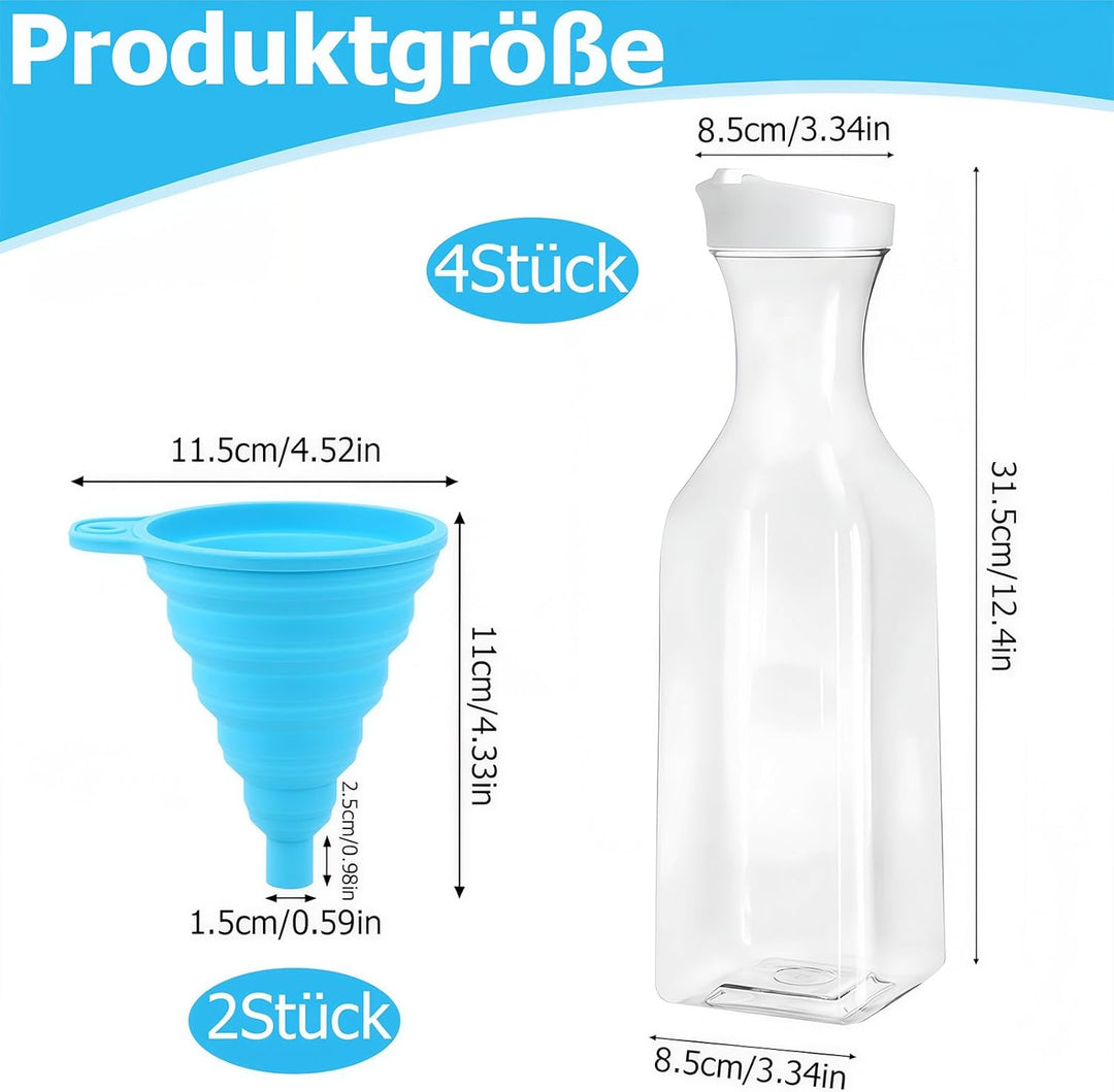 4 Stück Waschmittel Aufbewahrung Pulver, 1.5 L Waschpulver Aufbewahrungsbox mit 2 Stück Trichter, Wa