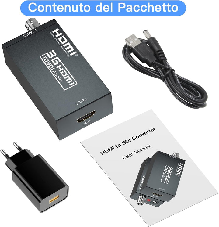 SHUITING HDMI zu SDI Konverter, HDMI zu 3G-SDI/HD-SDI, HDMI Eingang SDI Ausgang Adapter Unterstützun