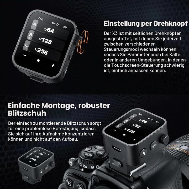 Godox X3C X3-C 2.4G OLED-Touchscreen Flash Trigger TTL Blitzauslöser, X3C