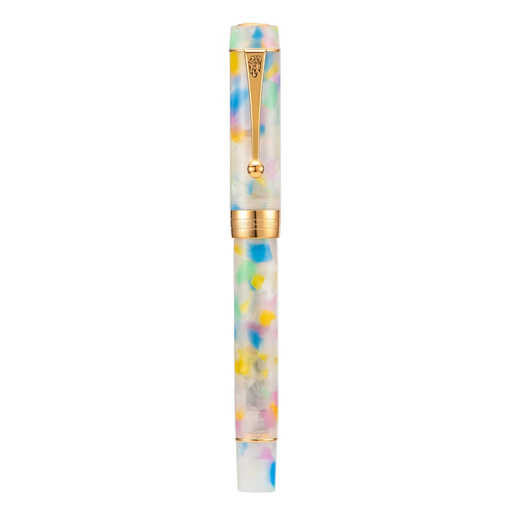 Jinhao 100 Classic Füllfederhalter Rainbow Celluloid, feine Feder mit Konverter und Stifteetui Set R