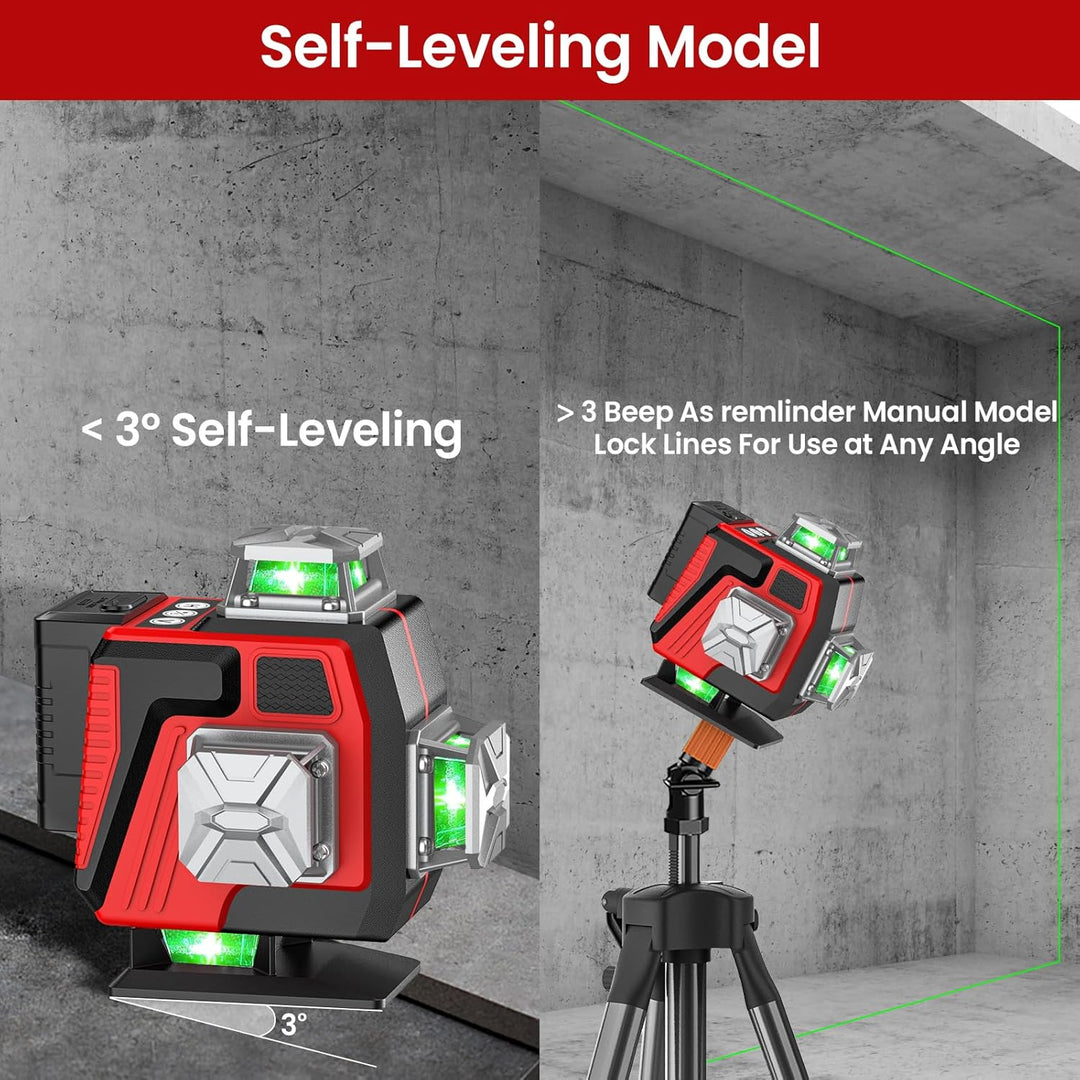 Kreuzlinienlaser mit Stativ, 4D-Laser Wasserwaage mit 16 Linien, selbstnivellierender Laser, Kreuzli