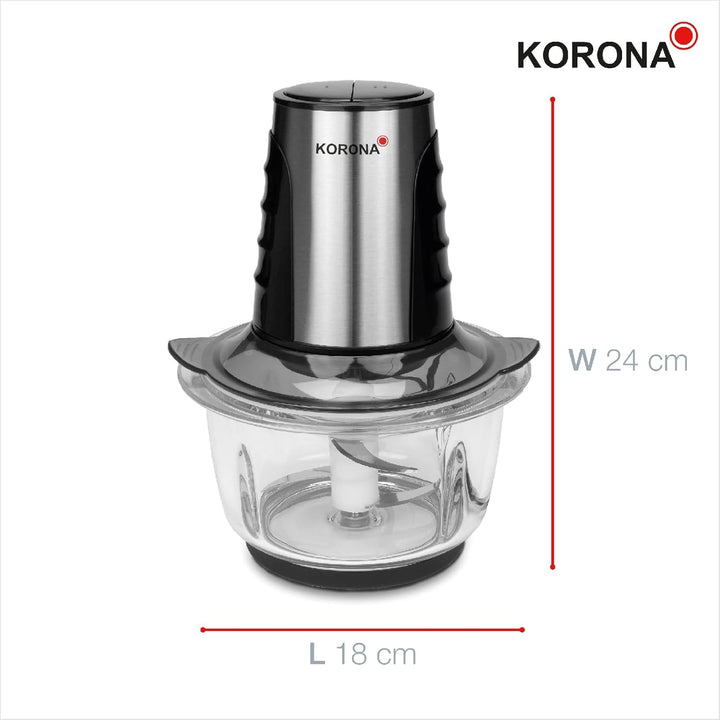 Korona 25005 Universalzerkleinerer | Edelstahlgehäuse und Glasbehälter | 2 Leistungsstufen | 4 gehär