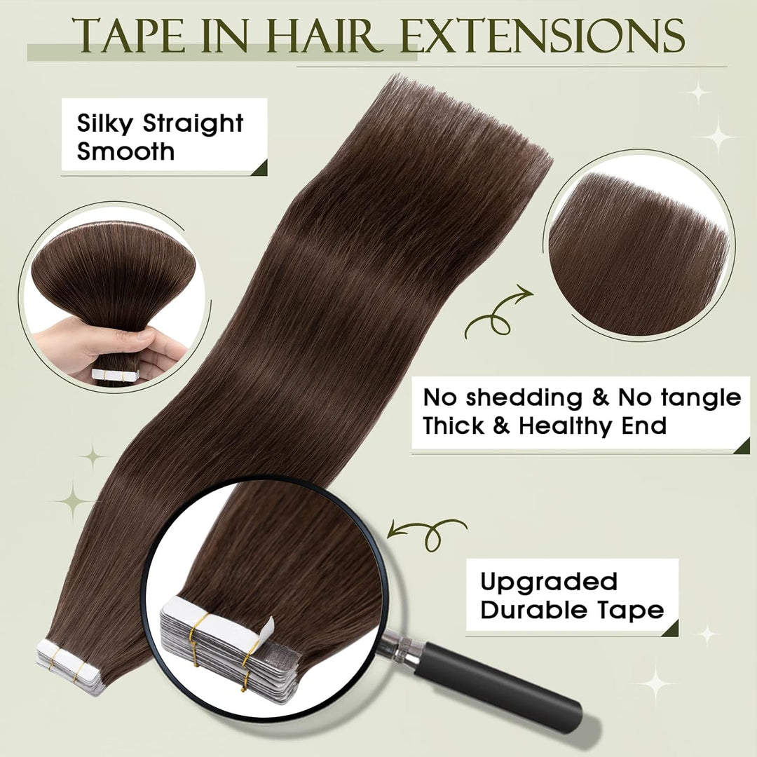 Benehair Tape in Extensions Echthaar, Invisible Tape Extensions Echt Haar, 20Pcs 30g Haarverlängerun