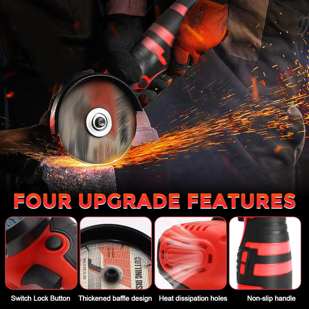 Mini Winkelschleifer, 16.8V Professional Winkelschleifer Set mit 2 Batterien 2000mAh, Trennschleifer