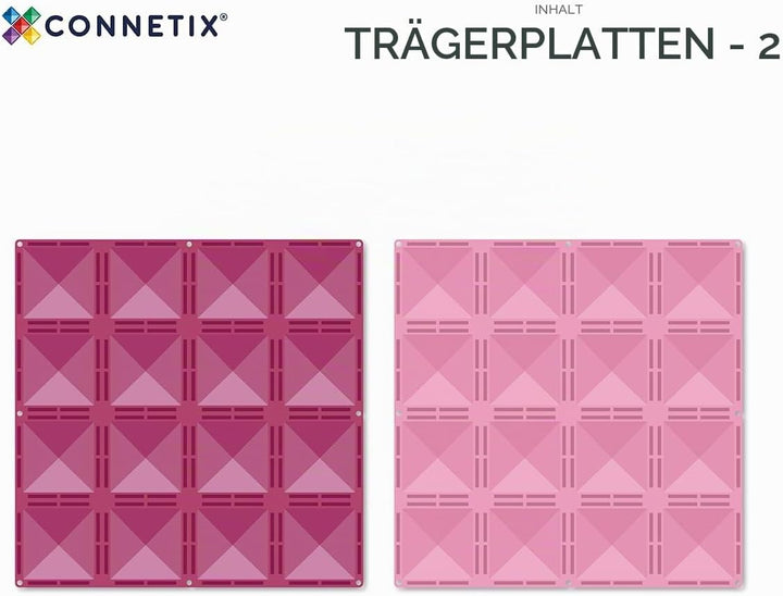 Connetix Magnetische Fliesen Pastell Rosa und Beere Grundplatten-Pack, 2 Stück