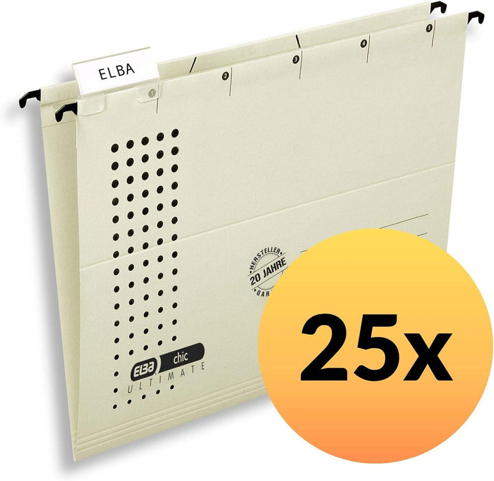 ELBA Hängemappe chic für A4, aus Karton, seitlich offen, chamois, 25er Pack Hängemappe chamois 25 St