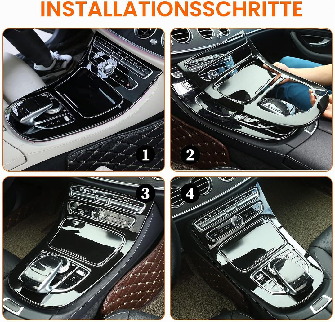 Für E-klasse W213 2016-2018 ABS Kunststoff Mittelkonsole Dekoration Rahmen Abdeckung Trim schwarz gl