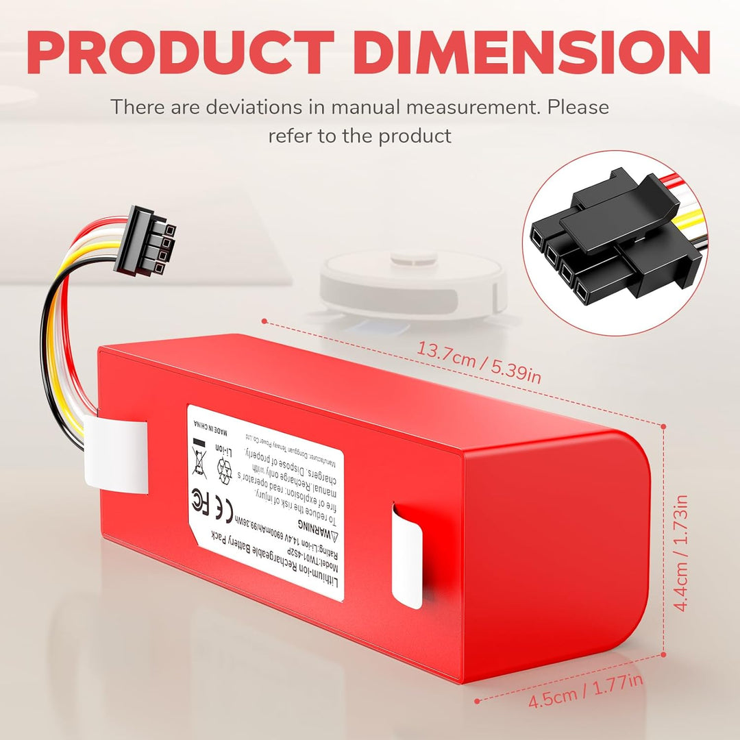 ASUNCELL 14,4V 6900mAh Li-ion Ersatzakku für Xiaomi Roborock S50 S51 S55 S7 S6 S5 Max Xiaowa E20 E25
