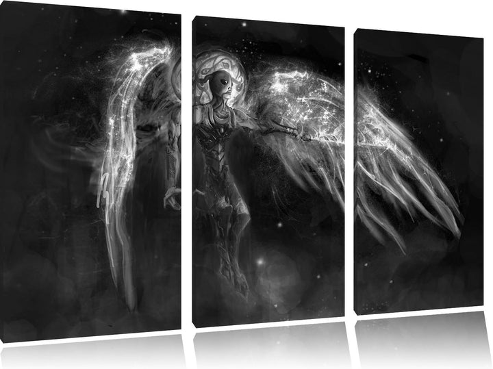 Pixxprint Alien Teufel im Weltraum als Leinwandbild | Grösse: 3 Teilig (120x80) | Wandbild| Kunstdru