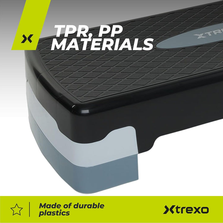 TREXO Aerobic Step 68 x 28 cm Für Cardio- und Fitnesstraining Höhenverstellbar 15-20 cm Langlebig au