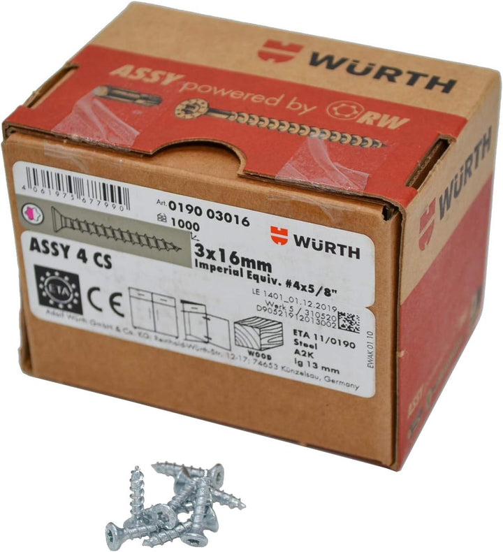 ASSY 4 CS Stahl verzinkt Vollgewinde Senkkopf RW, SHR-SEKPF-HO-RW20-(A2K)-3,0X16/13