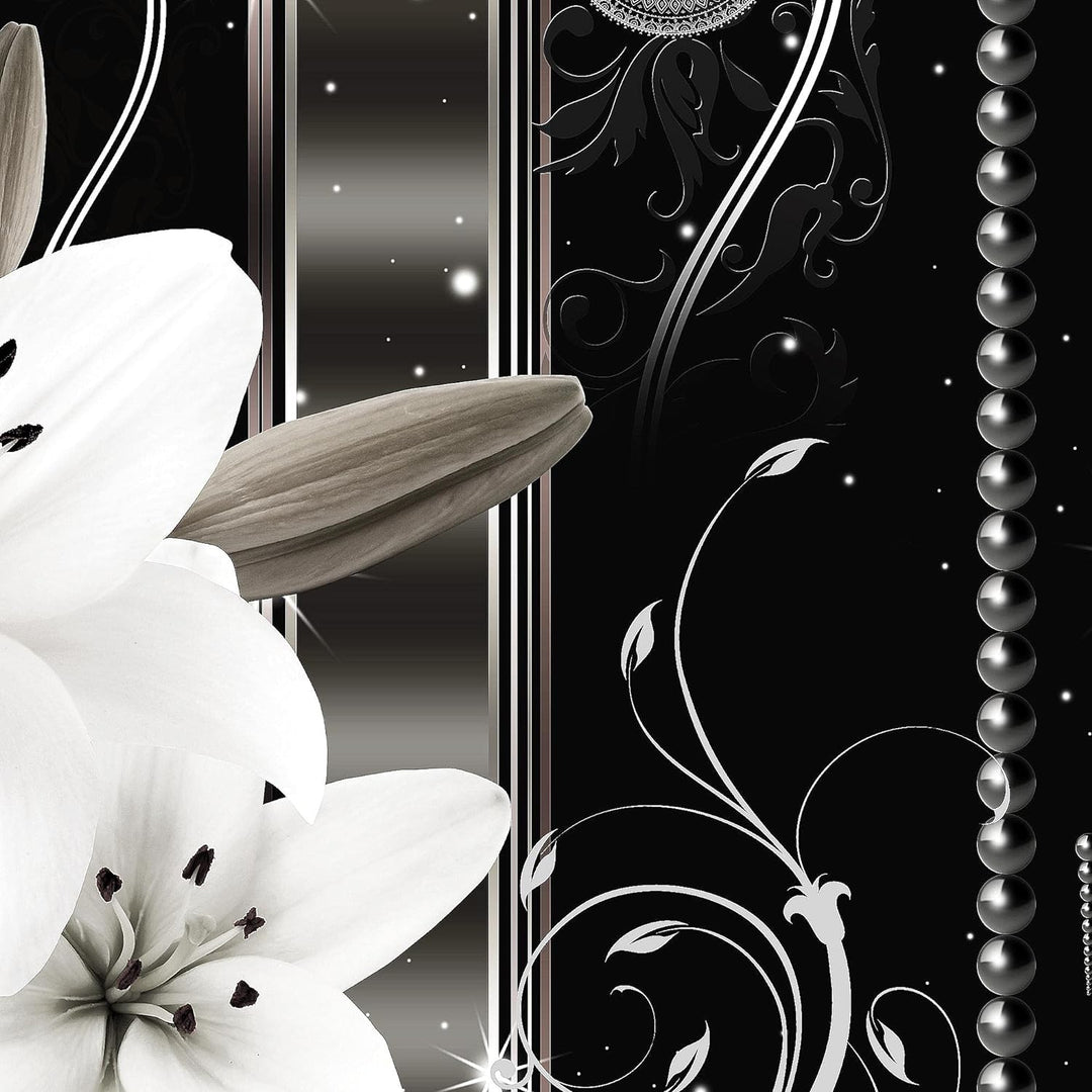 Runa Art Wandbilder Blumen Lilien 5 Teilig Bild auf Vlies Leinwand Deko Wohnzimmer Abstrakt Grau 008