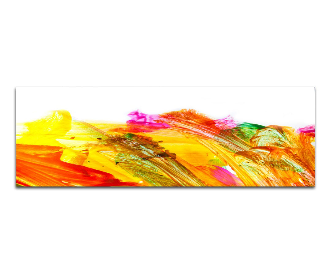 Paul Sinus Art Panoramabild auf Leinwand und Keilrahmen 120x40cm Malerei abstrakt rot orange gelb