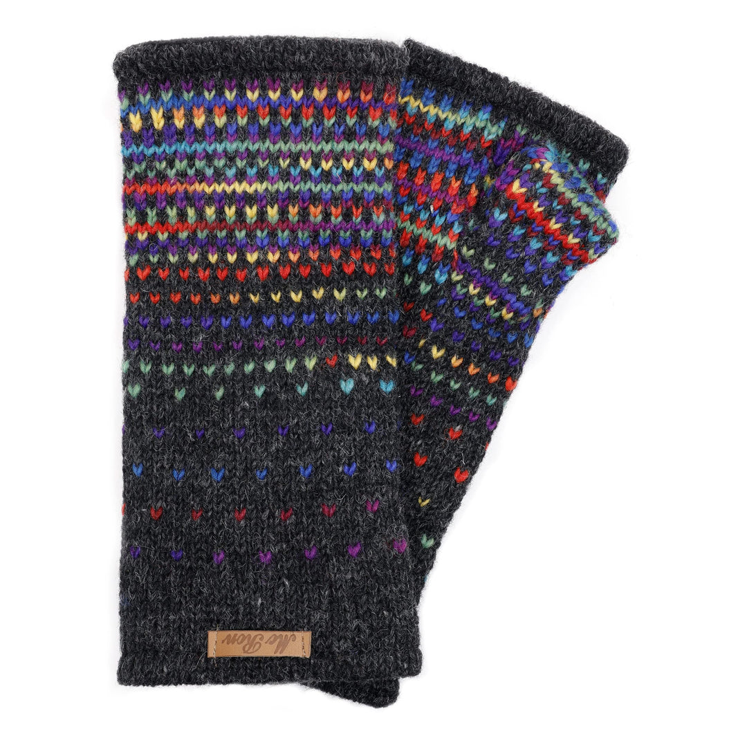 Damen Pulswärmer Armstulpen Modell Ida Regenbogen Anthrazit, Regenbogen Anthrazit