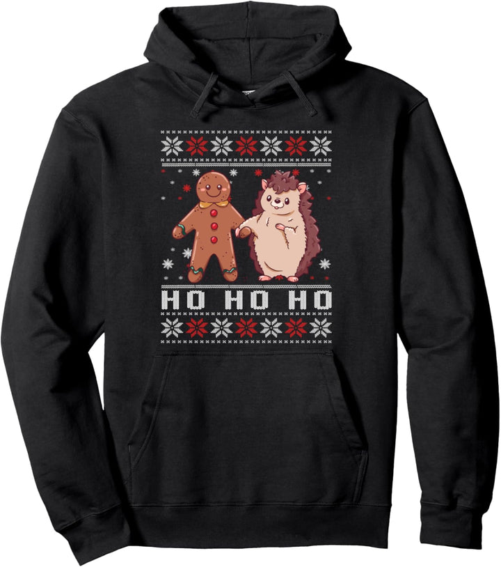 Ho Ho HO Süsse Weihnachten Mit Igel und Plätzchen Pullover Hoodie