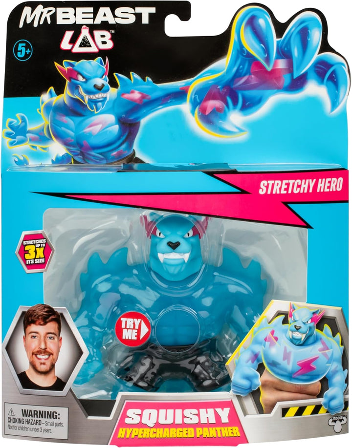 MrBeast Lab – dehnbarer Hypercharged Panther der Heroes of Goo Jit Zu; Drücke + dehne den Panther vo