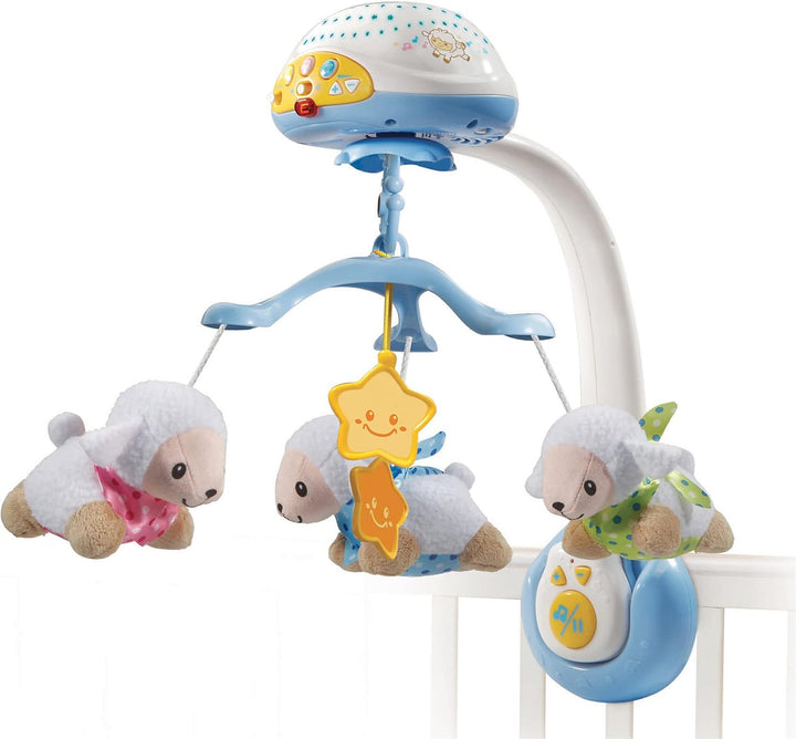 VTech Baby Schäfchen-Mobile – Buntes Mobile mit Plüsch-Schäfchen, Musik, Lichtprojektor, Zeitschaltu