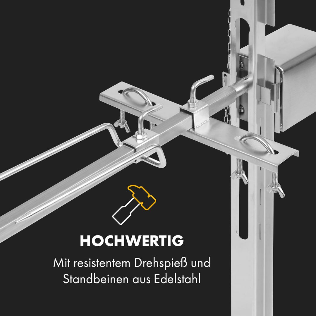 Klarstein Rotisserie Grill Mit Motor, Elektrischer Drehspiess, Grosser Spiessgrill für Hähnchen & Sp