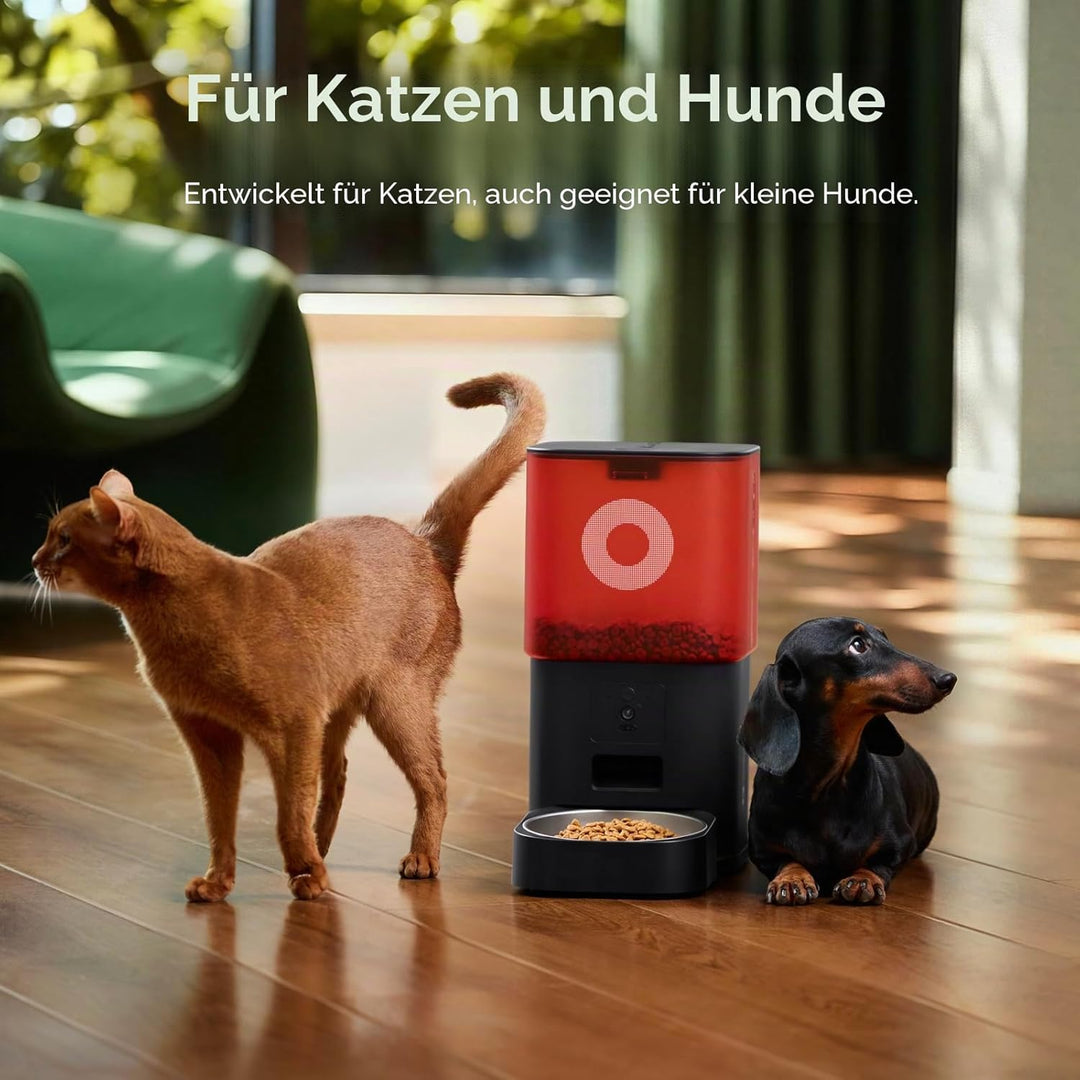Futterautomat Katze mit Kamera 6L, Automatischer Katzen Futterautomat für Katzen und Hunde, App-Steu