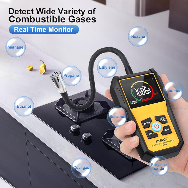 Gasmelder Erdgas MESTEK Gaslecksuchgerät Tragbarer Leckdetektor für Methan Propan Butan Haushalts Fl
