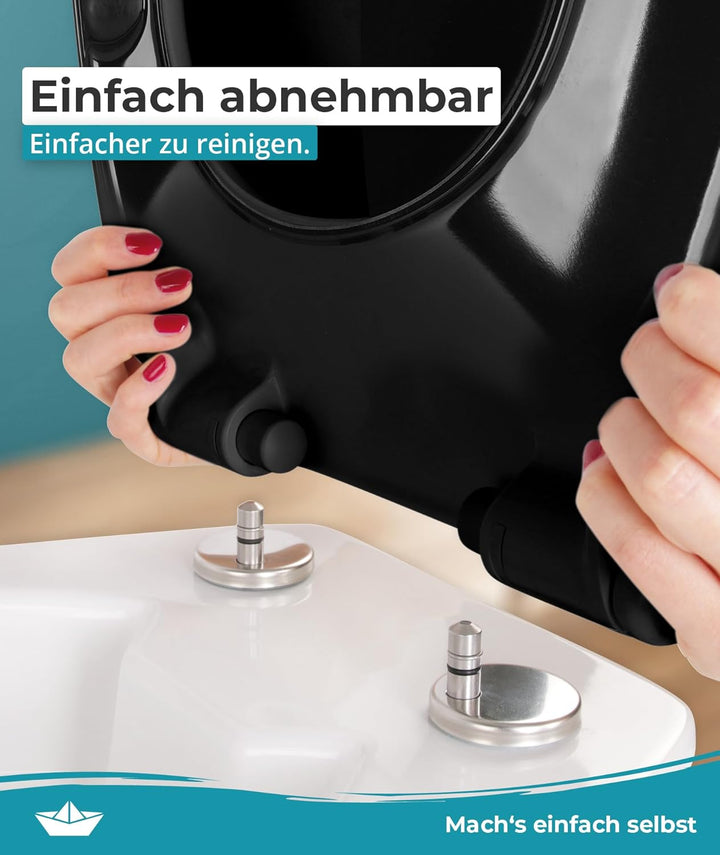 Calmwaters® Premium WC Sitz einfache Montage, Toilettendeckel bis 250 kg, Made in EU, antibakteriell