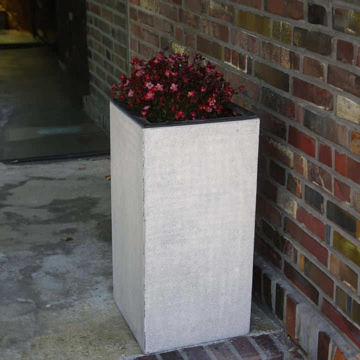VIVANNO Pflanzkübel Blumenkübel Pflanzsäule Fiberglas Beton-Design grau Block - 60x30x30 cm 60x30x30