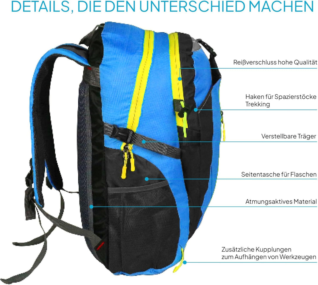 OcioDual Wanderrucksack 30L Blau, Travelite Rucksack, Arbeitsrucksack Herren, Wanderrucksack Herren,