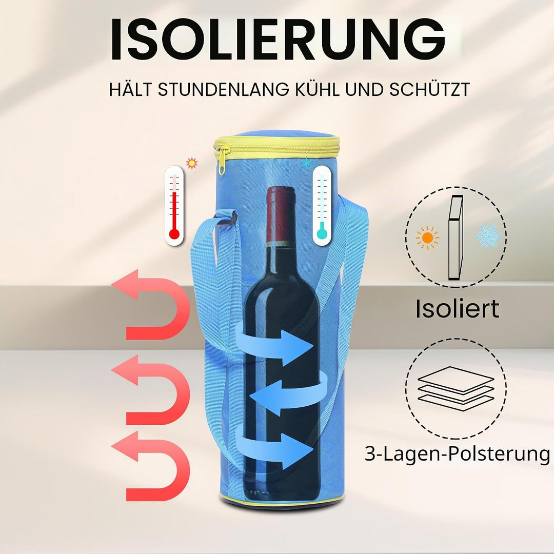 Leberna Isolierte Flaschenkühltasche, faltbar, Weinflasche, Picknick, Getränke, Tragetasche mit vers