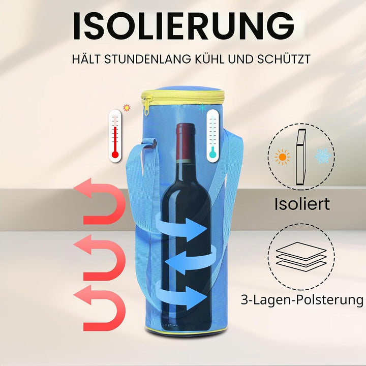 Leberna Isolierte Flaschenkühltasche, faltbar, Weinflasche, Picknick, Getränke, Tragetasche mit vers