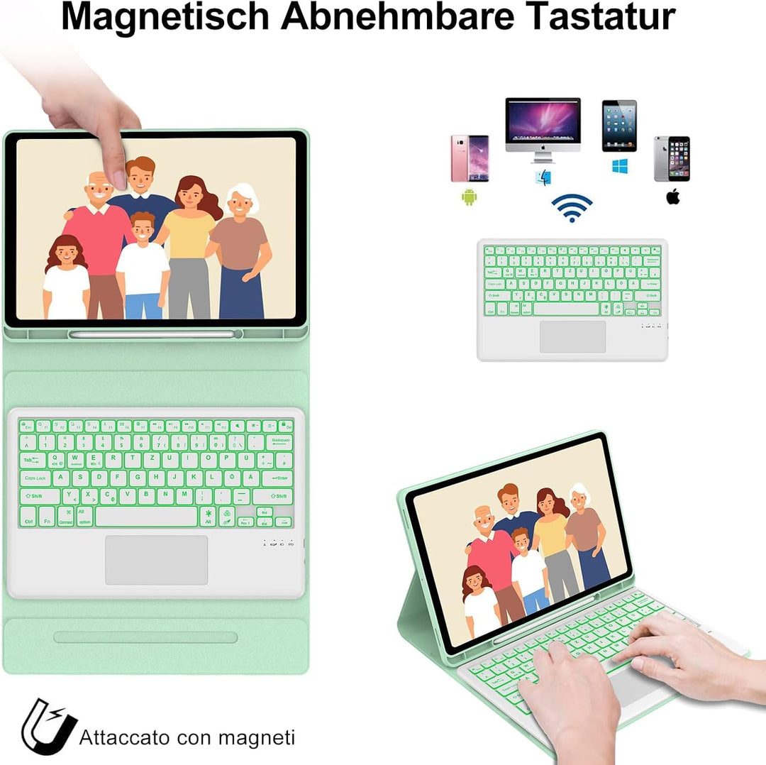 IVEOPPE Tastatur für Samsung Galaxy Tab S9FE Plus, Hülle mit Tastatur für Samsung Tab S9+ 12.4", Mag
