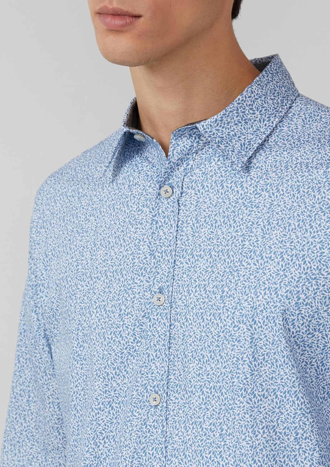 s.Oliver Slim Fit: Hemd aus Baumwollstretch mit All-over-Print M 62a0_hellblau, M 62a0_hellblau