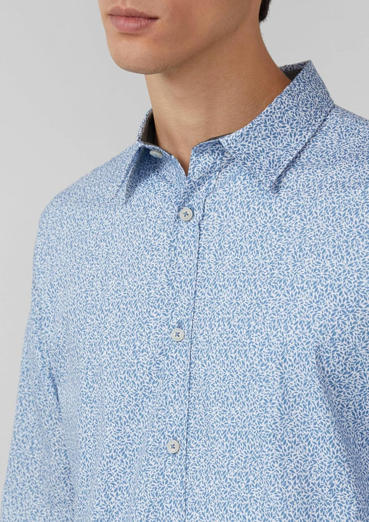 s.Oliver Slim Fit: Hemd aus Baumwollstretch mit All-over-Print M 62a0_hellblau, M 62a0_hellblau