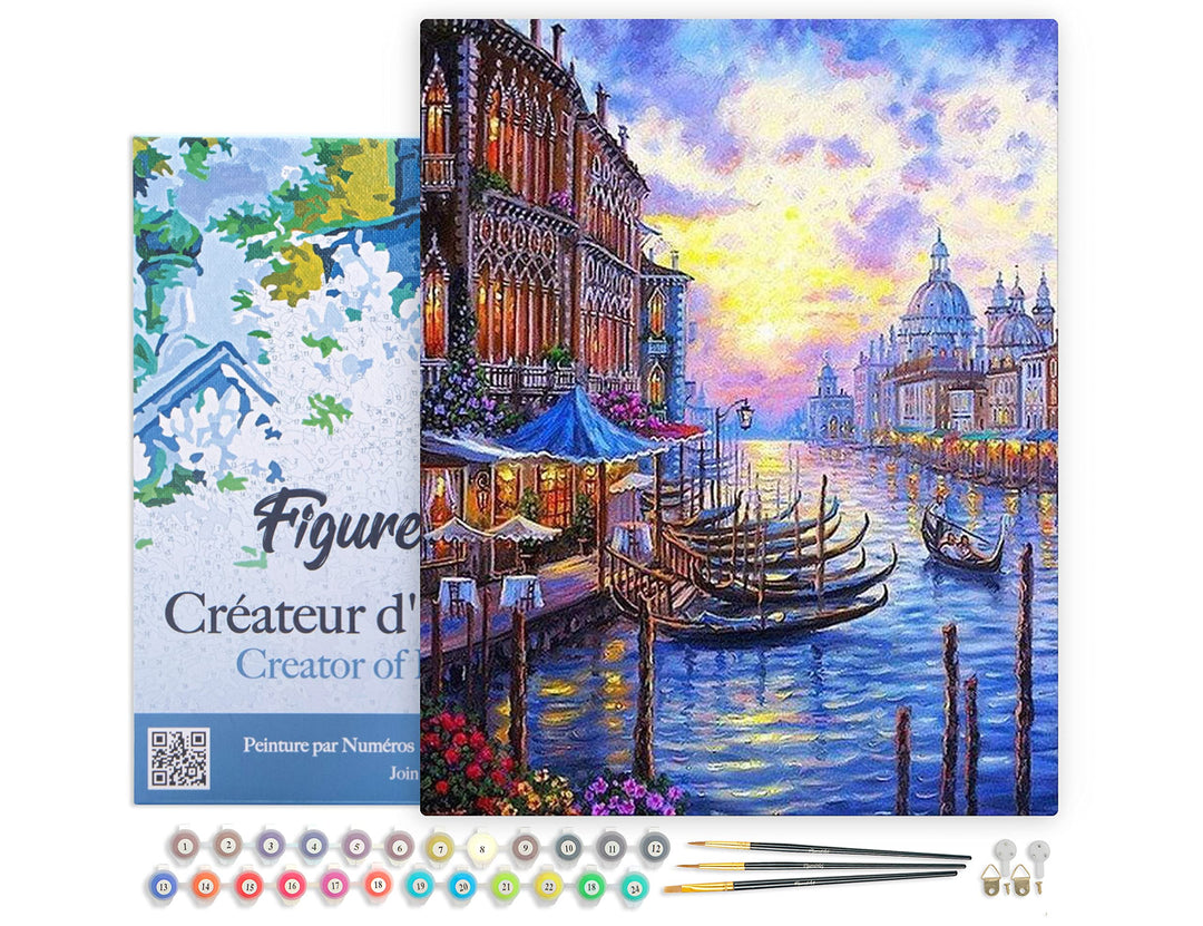 Figured'Art Malen Nach Zahlen Erwachsene Mit Rahmen Der Grosse Kanal in Venedig - Paint by Numbers B