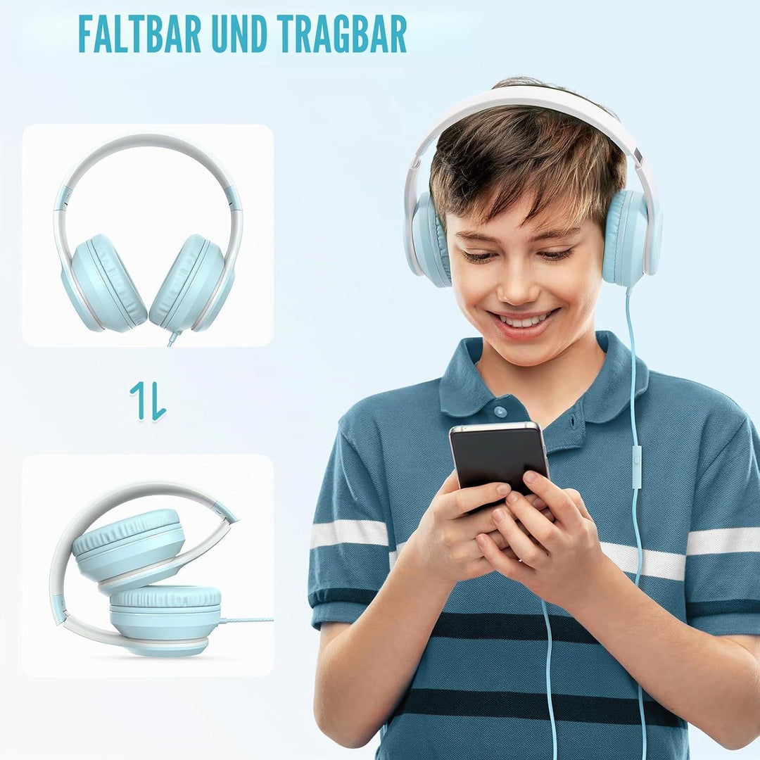 RockPapa L22 Kinder kopfhörer, Kabel Kopfhörer für Kinder, 3,5 mm Aux Jack, Verstellbares Stirnband