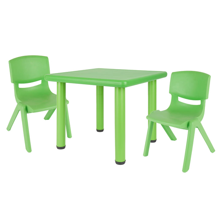 Bieco Kinder Tisch mit 2 Stühlen | Stapelbar & Kippsicher | Maltisch und Basteltisch Grün & Grün, Gr