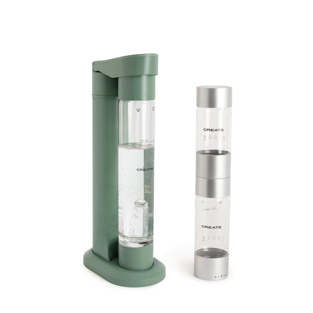 CREATE/SODA MAKER STUDIO/Wassersprudler 1L Salbeigrün + Doppelflasche 500ml + 350ml / Keine CO2-Flas