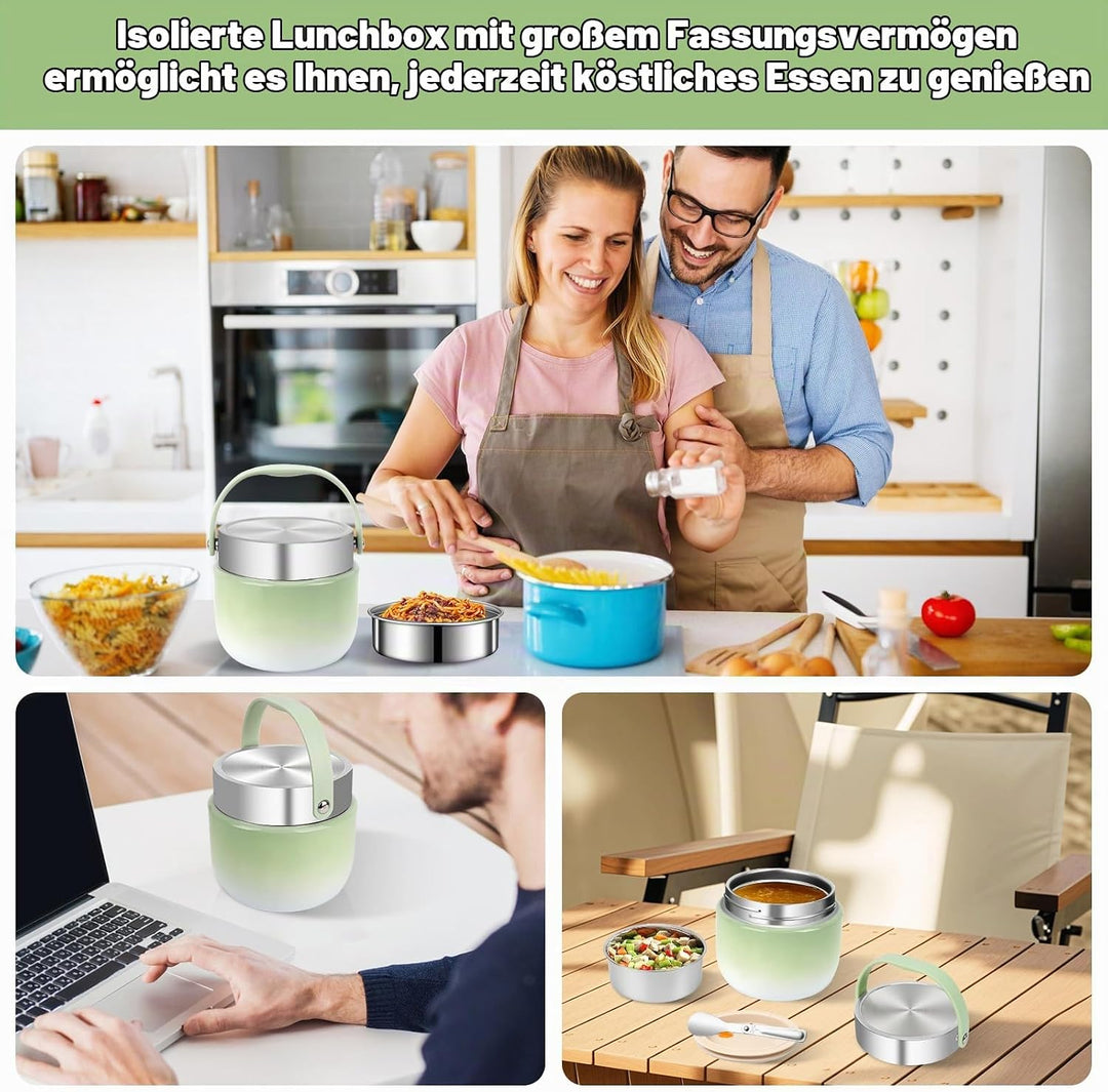 Thermobehälter für Essen 1200ml, 304 Edelstahl Wärmebehälter für Speisen, Thermos-lebensmittelbehält